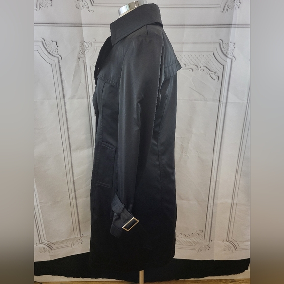 Black Michael Kors Lined Trench Coat Size SP - Picture 6 of 14